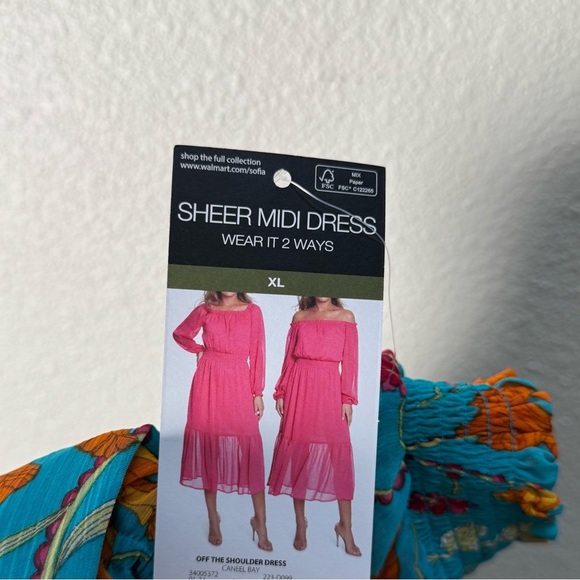 NWT Sofía Vergara Blue Caneel Bay Floral Off-Shoulder Maxi Dress Women’s Size XL - Picture 13 of 14